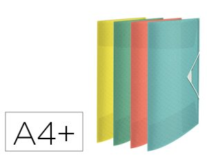 CHEMISE ESSELTE COLOUR'ICE POLYPROPYLÈNE 320X233MM 3 RABATS CAPACITÉ 150 FEUILLES 4 COLORIS ASSORTIS