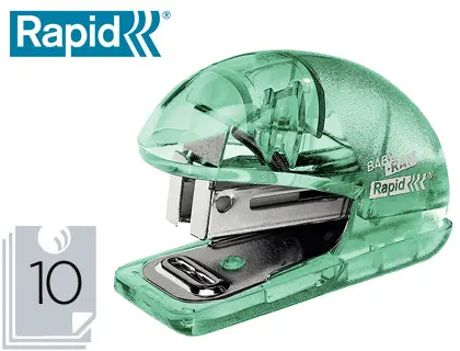 AGRAFEUSE MINI RAPID COLOUR'ICE 125X93X33MM 10 FEUILLES AGRAFES 24/6 COLORIS VERT