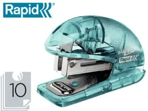 AGRAFEUSE MINI RAPID COLOUR'ICE 125X93X33MM 10 FEUILLES AGRAFES 24/6 COLORIS BLEU