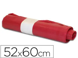 SAC POUBELLE DOMESTIQUE 52X60CM CALIBRE 70 CAPACITÉ 20L COLORIS ROUGE ROULEAU 20 UNITÉS