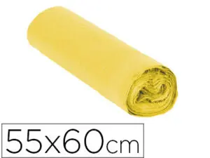 SAC POUBELLE DOMESTIQUE 55X60CM LIENS COULISSANTS CALIBRE 120 CAPACITÉ 23L COLORIS JAUNE ROULEAU 15 UNITÉS