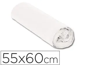 SAC POUBELLE DOMESTIQUE 55X60CM LIENS COULISSANTS CALIBRE 120 CAPACITÉ 23L COLORIS BLANC ROULEAU 15 UNITÉS