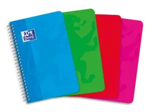 CARNET OXFORD RELIURE INTÉGRALE COUVERTURE PELLICULÉE LAVABLE SOUPLE 9X14CM 100 PAGES 90G 5X5MM COLORIS ASSORTIS