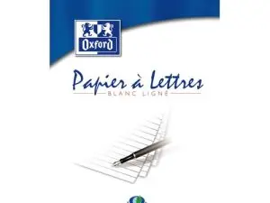 BLOC CORRESPONDANCE OXFORD PAPIER VÉLIN SUPÉRIEUR 80G/M2 A5 148X210MM TRAVERS BUVARD ET GUIDE LIGNE 50 FEUILLES