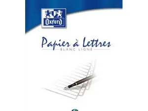 BLOC CORRESPONDANCE OXFORD PAPIER VÉLIN SUPÉRIEUR 80G/M2 A4 210X297MM TRAVERS BUVARD ET GUIDE LIGNE 50 FEUILLES