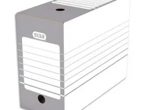 BOÎTE ARCHIVES ELBA CARTON 466X440MM DOS 150MM SYSTÈME MONTAGE AUTOMATIQUE COLORIS GRIS