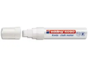 MARQUEUR EDDING 4090 CRAIE LIQUIDE SPECIAL FENETRES VERRES ARDOISES POINTE LARGE BISEAUTEE COULEUR BLANC