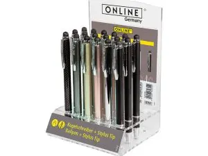STYLO-BILLE ONLINE STYLUS XL TACTILE EMBOUT SENSITIF 6 COLORIS ASSORTIS PRÉSENTOIR 18U
