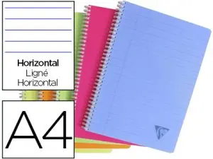 CAHIER CLAIREFONTAINE LINICOLOR RELIURE INTÉGRALE ASSORTIMENT FRESH A4 21X29,7CM 180 PAGES 90G LIGNÉ + MARGE