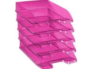 CORBEILLE À COURRIER CEP FIRST TONIC POLYPROPYLÈNE ANTICHOC PRÉHENSION FACILE 350X255X65MM COLORIS ROSE