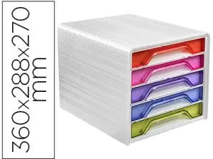 MODULE CLASSEMENT CEP SMOOVE 5 TIROIRS INTERCHANGEABLES 360X288X270MM COLORIS BOLD