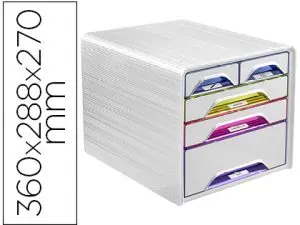 MODULE CLASSEMENT CEP SMOOVE 5 TIROIRS PANACHÉS INTERCHANGEABLES 360X288X270MM MULTICOLORIS