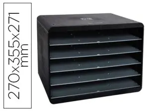 TRIEUR EXACOMPTA HORIZON ECOBLACK FORMAT À L'ITALIENNE 4 COMPARTIMENTS POUR DOCS A4+ 270X355X271MM COLORIS NOIR