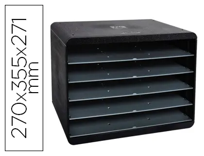 TRIEUR EXACOMPTA HORIZON ECOBLACK FORMAT À L'ITALIENNE 4 COMPARTIMENTS POUR DOCS A4+ 270X355X271MM COLORIS NOIR