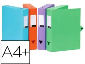 BOÎTE CLASSEMENT VIQUEL POLYPROPYLÈNE 8/10E DOS 40MM FERMETURE PATTE BOUTON PRESSION COLORIS ASSORTIS STYLE