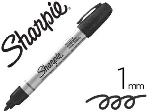 MARQUEUR SHARPIE PERMANENT POINTE OGIVE FINE TRACÉ 1MM CORPS MÉTAL COLORIS NOIR