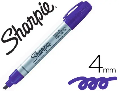 MARQUEUR SHARPIE PERMANENT POINTE BISEAUTÉE FINE TRACÉ 1/4MM CORPS MÉTAL COLORIS BLEU