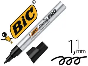 MARQUEUR BIC PERMANENT MARKING PRO POINTE OGIVE TRACÉ 1.1MM CORPS MÉTAL COLORIS NOIR
