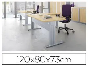 BUREAU EOL IDOL PIÈTEMENT ALUMINIUM 120X80CM DÉCOR CHÊNE CLAIR