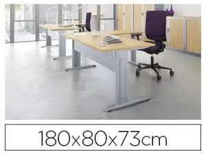 BUREAU EOL IDOL PIÈTEMENT ALUMINIUM 180X80CM DÉCOR CHÊNE CLAIR