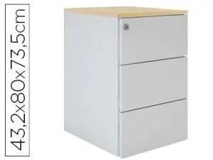 CAISSON HAUT BUREAU EOL 3 TIROIRS PROFONDEUR 80CM EN ALUMINIUM TOP DÉCOR CHÊNE CLAIR