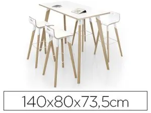 TABLE EOL EVASION PLATEAU STRATIFIÉ ÉPAISSEUR 2.5CM 140X80X73.5CM COLORIS BLANC