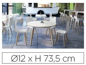 TABLE EOL EVASION PLATEAU STRATIFIÉ ÉPAISSEUR 2.5CM DIAMÈTRE 120CM HAUTEUR 73.5CM COLORIS BLANC