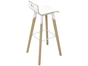 TABOURET EOL EVASION AVEC POIGNÉE DE PRÉHENSION ASSISE ET DOSSIER HÊTRE BLANC PIÈTEMENT HÊTRE NATUREL VERNIS