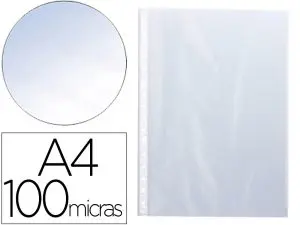 POCHETTE Q-CONNECT POLYPROPYLÈNE LISSE 10/100E PERFORÉE CRISTAL 11                        TROUS A4 210X297MM SACHET 10U