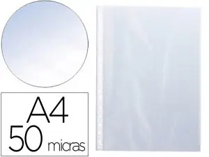 POCHETTE Q-CONNECT POLYPROPYLÈNE LISSE 5/100E PERFORÉE A4 CRISTAL ANTISTATIQUE SACHET 10 UNITÉS