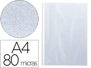 POCHETTE Q-CONNECT POLYPROPYLÈNE LISSE 8/100E PERFORÉE A4 CRISTAL ANTISTATIQUE SACHET 10 UNITÉS