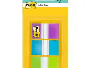 MARQUE-PAGES POST-IT STANDARD INDEX 25X44MM 60F 3 COLORIS BLEU VIOLET VERT
