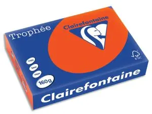PAPIER COULEUR CLAIREFONTAINE TROPHÉE MULTIFONCTION A4 160G/M2 COULEURS INTENSES ROUGE CARDINAL PAQUET 250 FEUILLES