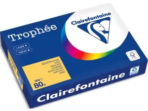 PAPIER COULEUR CLAIREFONTAINE TROPHÉE MULTIFONCTION A4 80G/M2 COULEURS VIVES BOUTON D'OR PAQUET 500 FEUILLES