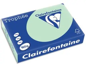 PAPIER COULEUR CLAIREFONTAINE TROPHÉE MULTIFONCTION A4 160G/M2 VERT PASTEL PAQUET 250 FEUILLES