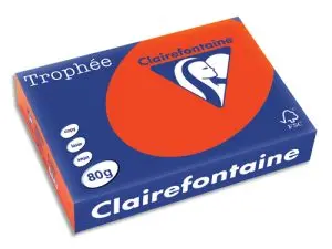 PAPIER COULEUR CLAIREFONTAINE TROPHÉE MULTIFONCTION A4 80G/M2 COULEURS INTENSES ROUGE CARDINAL PAQUET 500 FEUILLES