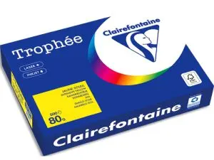 PAPIER COULEUR CLAIREFONTAINE TROPHÉE MULTIFONCTION A4 80G/M2 COULEURS INTENSES JAUNE SOLEIL PAQUET 500 FEUILLES