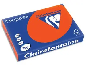 PAPIER CLAIREFONTAINE MULTIFONCTION LASER COULEUR   TROPHE A3 80G/M2 ROUGE        CARDINAL PARFAITE OPACITE
