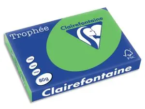 PAPIER COULEUR CLAIREFONTAINE TROPHÉE MULTIFONCTION A3 80G/M2 COULEURS INTENSES VERT MENTHE PAQUET 500 FEUILLES