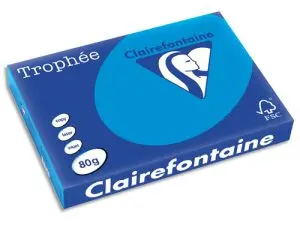 PAPIER CLAIREFONTAINE MULTIFONCTION LASER COULEUR   TROPHE A3 80G/M2 TURQUOISE    PARFAITE OPACITE PAQUET 500