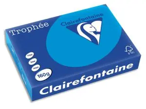 PAPIER COULEUR CLAIREFONTAINE TROPHÉE MULTIFONCTION A4 160G/M2 BLEU PASTEL PAQUET 250 FEUILLES