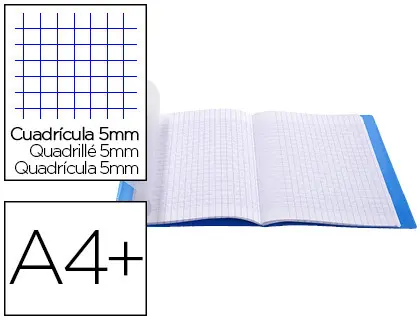 CAHIER À RABAT CONQUÉRANT COUVERTURE POLYPROPYLÈNE 24X32CM 96 PAGES 90G 5X5MM INCOLORE