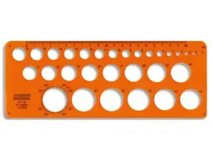 NORMOGRAPHE MINERVA CERCLES IMPAIRS/PAIRS STANDARD N.18 POCHOIR DIAMÈTRE 1MM À 30MM EN PLASTIQUE COLORIS ORANGE