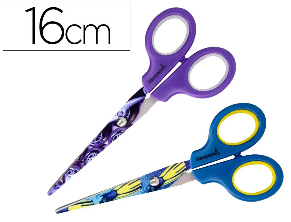 CISEAUX LIDERPAPEL DÉCOR 5/8 ANS LAMES ACIER INOXYDABLE DÉCORÉES POINTE ARRONDIE ANTI-COUPE 160MM