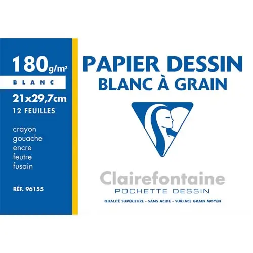 POCH DESSIN A GRAIN 12F A4 180G