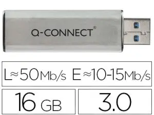 CLÉ USB Q-CONNECT 3.0 16GB LECTURE175MB/S ÉCRITURE 60MB/S RÉTRACTABLE INTERFACE SUPERSPEED 3.0 COMPATIBLE USB 2.0