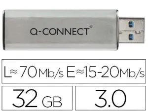 CLÉ USB Q-CONNECT 3.0 32GB LECTURE175MB/S ÉCRITURE 60MB/S    RÉTRACTABLE INTERFACE SUPERSPEED 3.0 COMPATIBLE USB 2.0