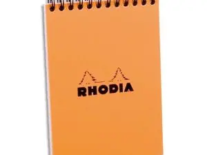 BLOC RHODIA CLASSIC ORANGE A6 10.5X14.8CM COUVERTURE CARTE ENDUITE RELIURE INTÉGRALE 80F 80G 5X5MM MICROPERFORÉ