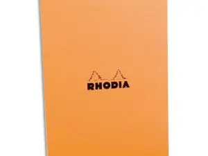 BLOC RHODIA CLASSIC ORANGE A4 21X29.7CM COUVERTURE CARTE ENDUITE RELIURE INTÉGRALE 80F 80G 5X5MM MICROPERFORÉ
