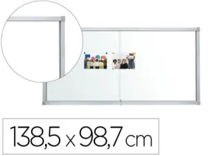 VITRINE AFFICHAGE VANERUM INTÉRIEUR FOND MÉTAL MAGNÉTIQUE PORTES COULISSANTES SERRURE 18 FEUILLES 98,7X138,5X5,5CM